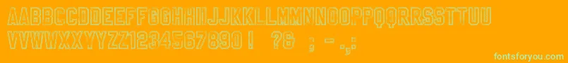SablonUpOutlineAlt-Schriftart – Grüne Schriften auf orangefarbenem Hintergrund