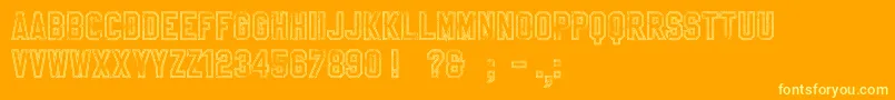 SablonUpOutlineAlt-Schriftart – Gelbe Schriften auf orangefarbenem Hintergrund