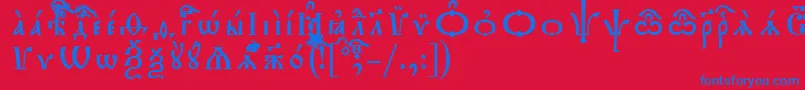 フォントTriodionUcsSpacedout – 赤い背景に青い文字