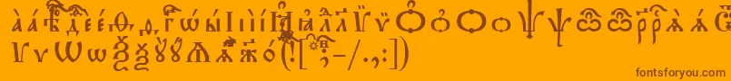 Шрифт TriodionUcsSpacedout – коричневые шрифты на оранжевом фоне