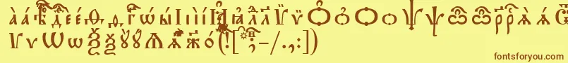 Шрифт TriodionUcsSpacedout – коричневые шрифты на жёлтом фоне