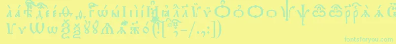 フォントTriodionUcsSpacedout – 黄色い背景に緑の文字