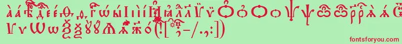 Шрифт TriodionUcsSpacedout – красные шрифты на зелёном фоне