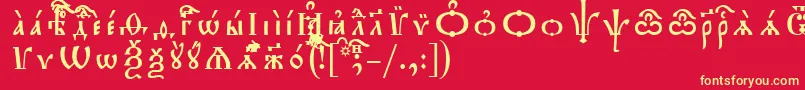 フォントTriodionUcsSpacedout – 黄色の文字、赤い背景