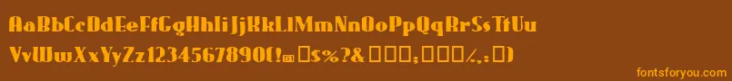 フォントGaggers – オレンジ色の文字が茶色の背景にあります。