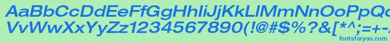 HelveticaneueltstdMdexo-fontti – siniset fontit vihreällä taustalla