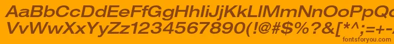 Weitere Informationen zur HelveticaneueltstdMdexo-Schriftart HelveticaneueltstdMdexo-Schriftart – Braune Schriften auf orangefarbenem Hintergrund