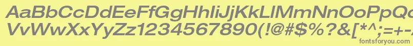 フォントHelveticaneueltstdMdexo – 黄色の背景に灰色の文字