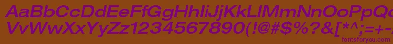 HelveticaneueltstdMdexo Font – Purple Fonts on Brown Background