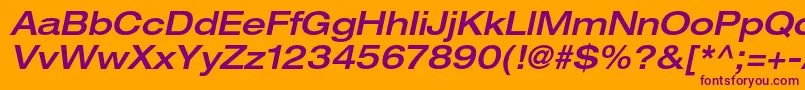 HelveticaneueltstdMdexo Font – Purple Fonts on Orange Background