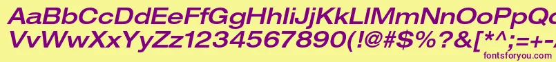 HelveticaneueltstdMdexo-fontti – violetit fontit keltaisella taustalla