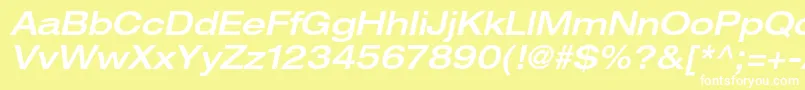 HelveticaneueltstdMdexo-Schriftart – Weiße Schriften auf gelbem Hintergrund