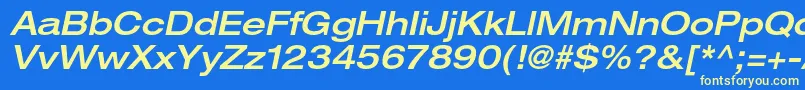 HelveticaneueltstdMdexo Font – Yellow Fonts on Blue Background