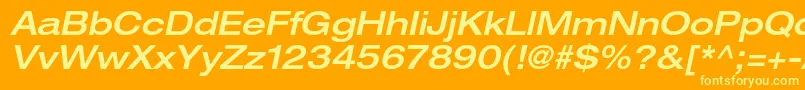 Fonte HelveticaneueltstdMdexo – fontes amarelas em um fundo laranja