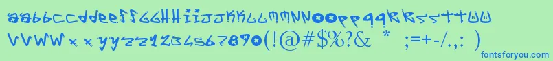 YYoTags Font – Blue Fonts on Green Background