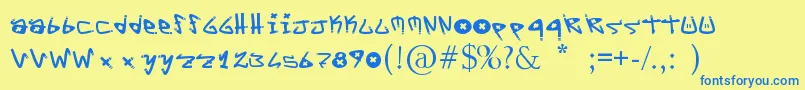 YYoTags Font – Blue Fonts on Yellow Background