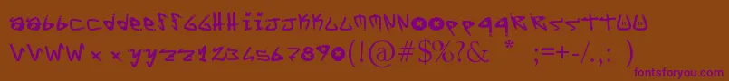 YYoTags Font – Purple Fonts on Brown Background