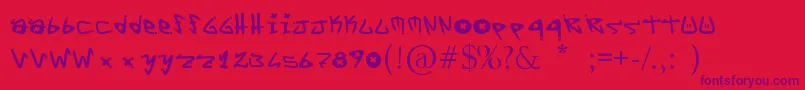 YYoTags Font – Purple Fonts on Red Background