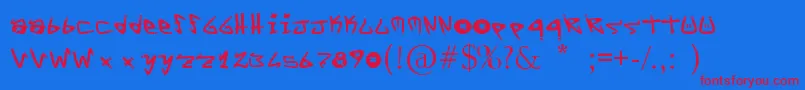 fuente YYoTags – Fuentes Rojas Sobre Fondo Azul