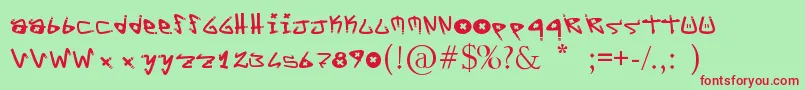 フォントYYoTags – 赤い文字の緑の背景