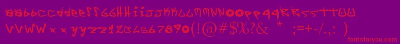 YYoTags-Schriftart – Rote Schriften auf violettem Hintergrund