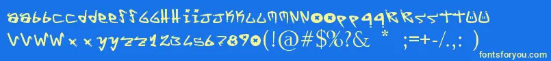 YYoTags Font – Yellow Fonts on Blue Background