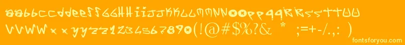 YYoTags-Schriftart – Gelbe Schriften auf orangefarbenem Hintergrund