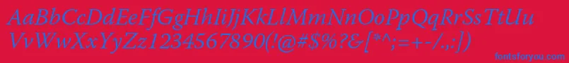 WarnockproLightit Font – Blue Fonts on Red Background