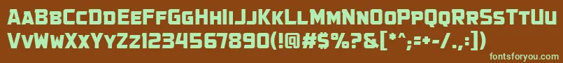 フォントGovtagentbb – 緑色の文字が茶色の背景にあります。