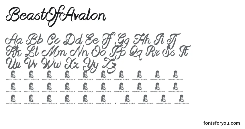 Czcionka BeastOfAvalon – alfabet, cyfry, specjalne znaki
