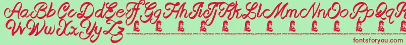 Fonte BeastOfAvalon – fontes vermelhas em um fundo verde