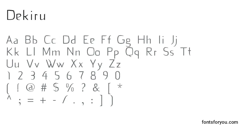 Шрифт Dekiru – алфавит, цифры, специальные символы