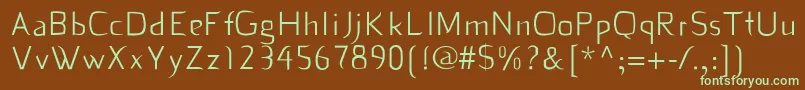 Dekiru-fontti – vihreät fontit ruskealla taustalla