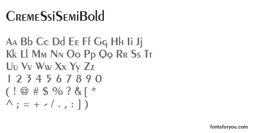 Czcionka CremeSsiSemiBold – alfabet, cyfry, specjalne znaki