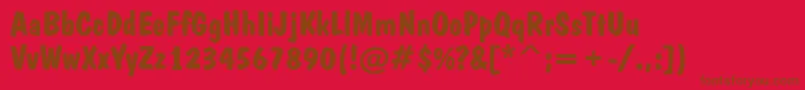 DominoBold-Schriftart – Braune Schriften auf rotem Hintergrund
