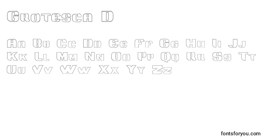 Grotesca3D-fontti – aakkoset, numerot, erikoismerkit