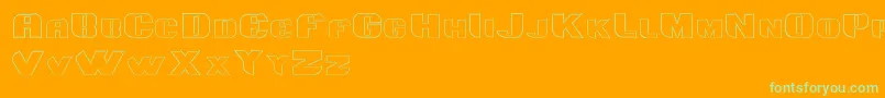 Grotesca3D-Schriftart – Grüne Schriften auf orangefarbenem Hintergrund