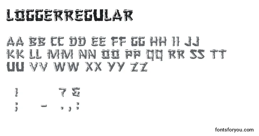 Schriftart LoggerRegular – Alphabet, Zahlen, spezielle Symbole