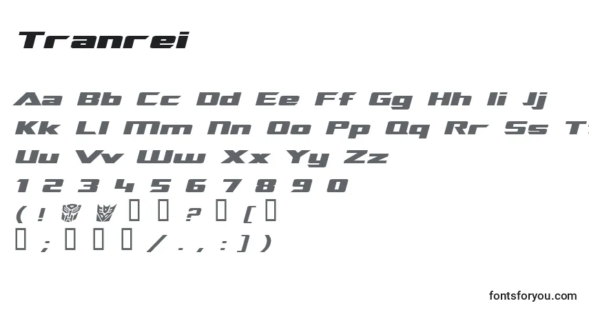 A fonte Tranrei – alfabeto, números, caracteres especiais