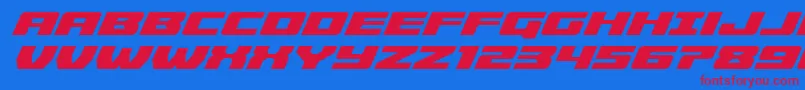 Weitere Informationen zur Cruiserfortressexpandital-Schriftart Cruiserfortressexpandital-Schriftart – Rote Schriften auf blauem Hintergrund