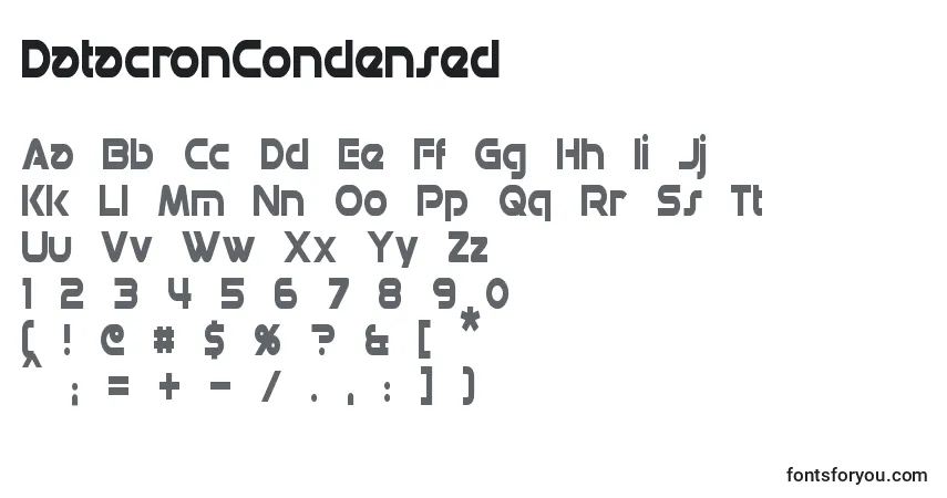 A fonte DatacronCondensed – alfabeto, números, caracteres especiais