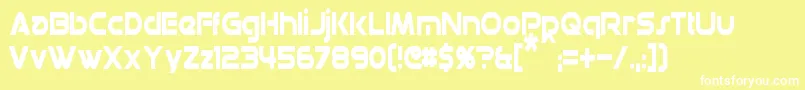 Fonte DatacronCondensed – fontes brancas em um fundo amarelo