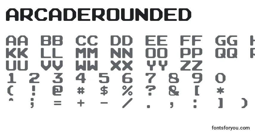 Czcionka ArcadeRounded – alfabet, cyfry, specjalne znaki