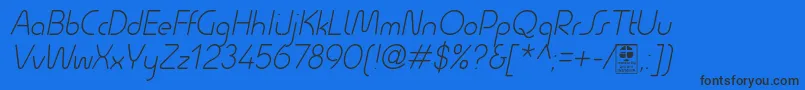 QuesatLightItalicDemo Font – Black Fonts on Blue Background
