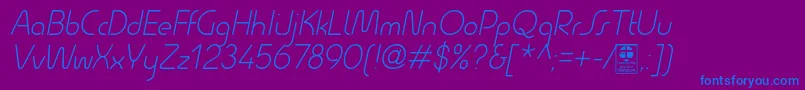 Шрифт QuesatLightItalicDemo – синие шрифты на фиолетовом фоне