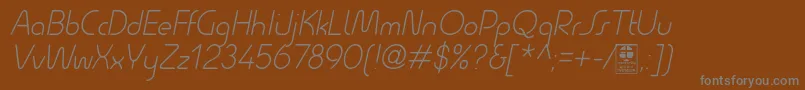 QuesatLightItalicDemo Font – Gray Fonts on Brown Background