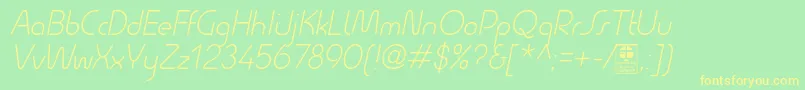 QuesatLightItalicDemo Font – Yellow Fonts on Green Background