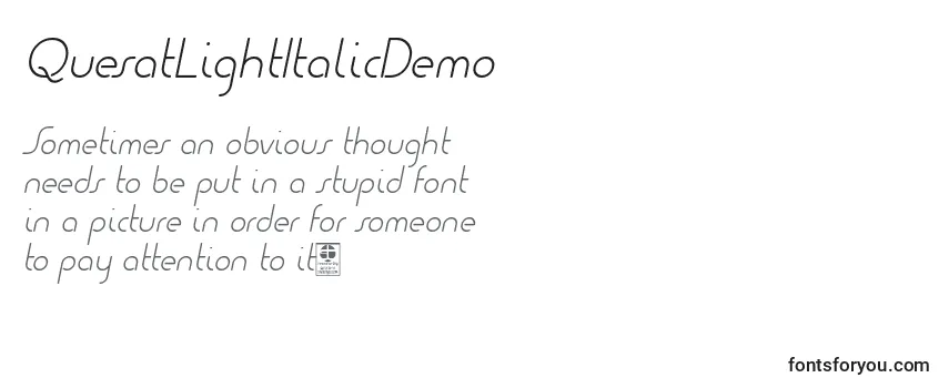 Review of the QuesatLightItalicDemo Font