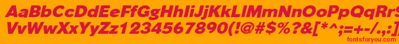 Czcionka PhinsterheavyItalic – czerwone czcionki na pomarańczowym tle