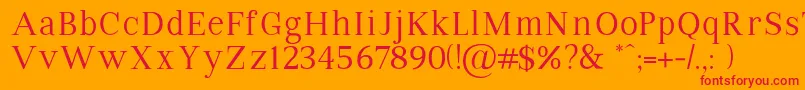 VipromanRegular Font – Red Fonts on Orange Background